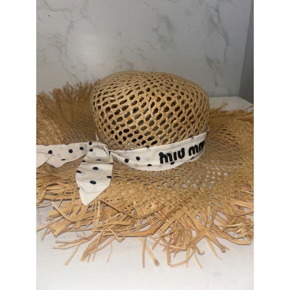 Miu Miu Straw Sun Hat with Polka Dot Band - Great Condition - Picture 5 of 5